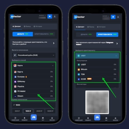 Методы внесения денег на баланс